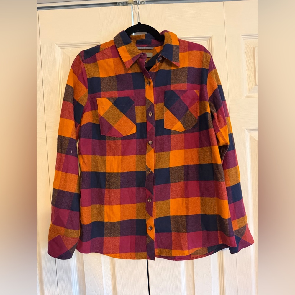 Natural Reflections Plaid Shirt in Orange, Burgundy & Navy